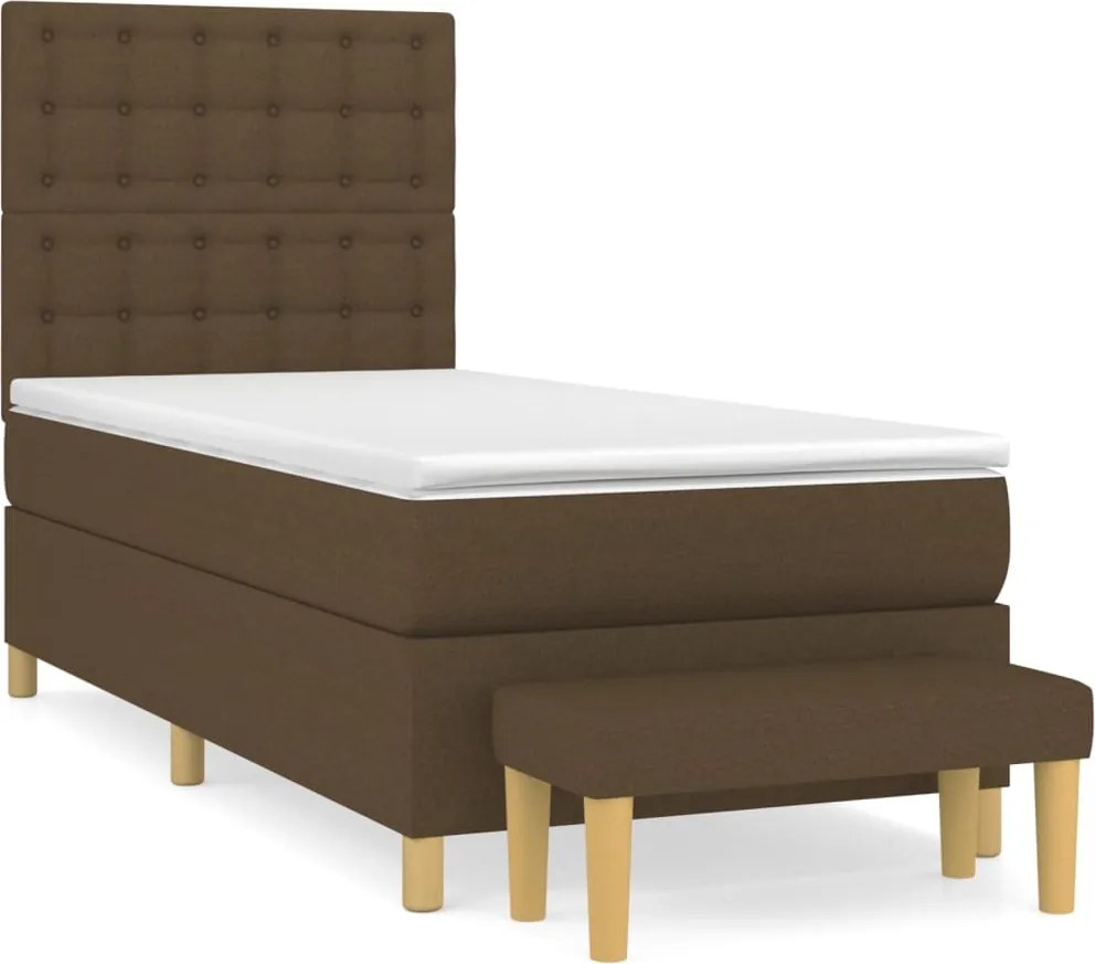 vidaXL sötétbarna szövet rugós ágy matraccal 90 x 200 cm