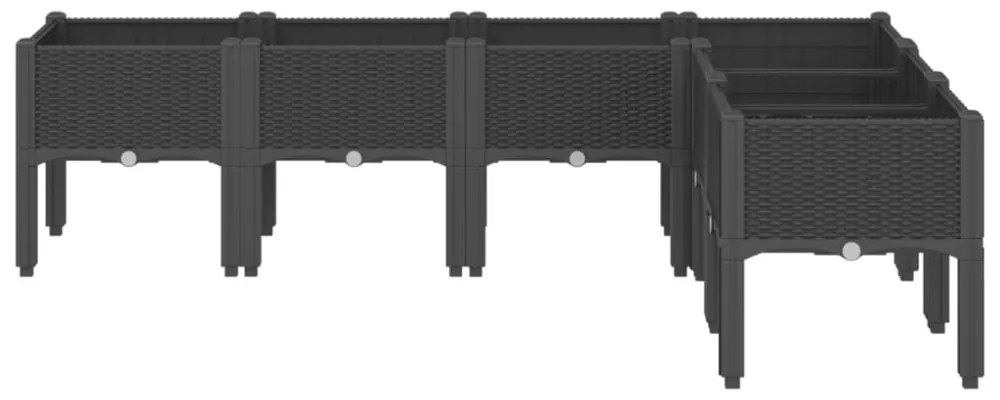 vidaXL fekete PP rácsos kerti ültetőláda 160 x 120 x 42 cm