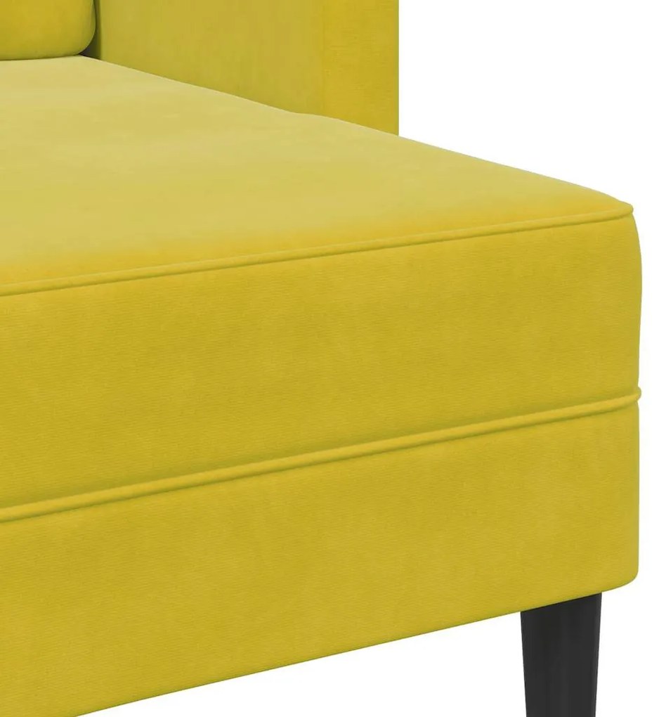 sárga bársony 2 üléses kanapé L-alakú kanapéval 125 cm