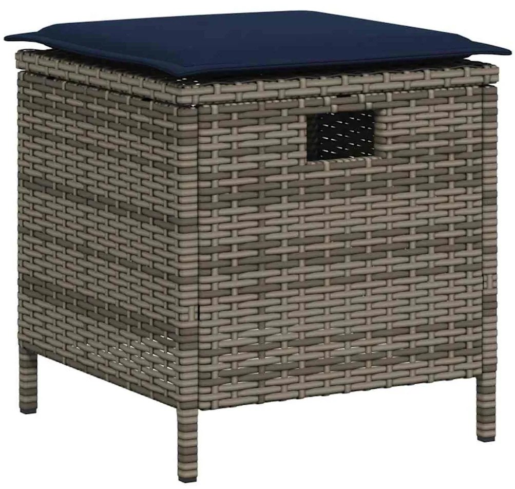 6 részes szürke polyrattan kerti ülőgarnitúra párnákkal L-alakú