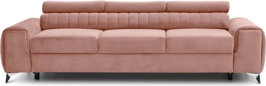 Rózsaszín bársony kinyitható kanapé 261 cm Laurence – ELTAP