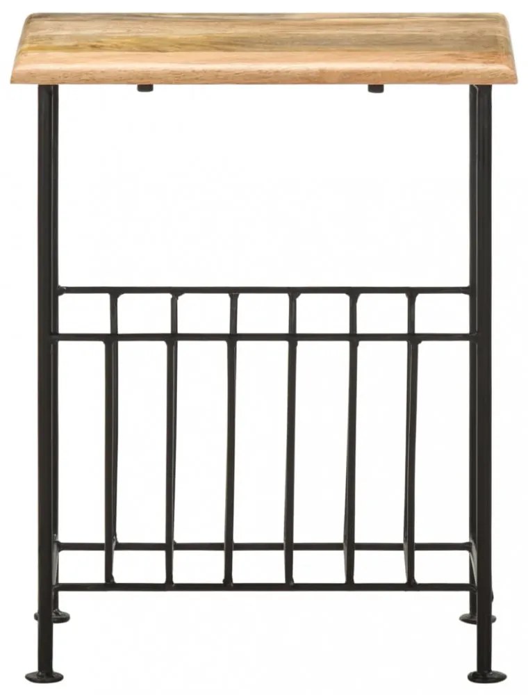 vidaXL tömör mangófa és acél újságtartó 40 x 30 x 50 cm