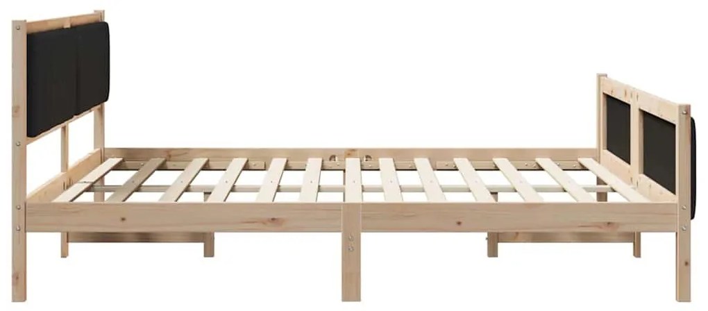 Ágykeret fejtámlával Barna és fekete 180 x 200 cm Tömör fenyőfa