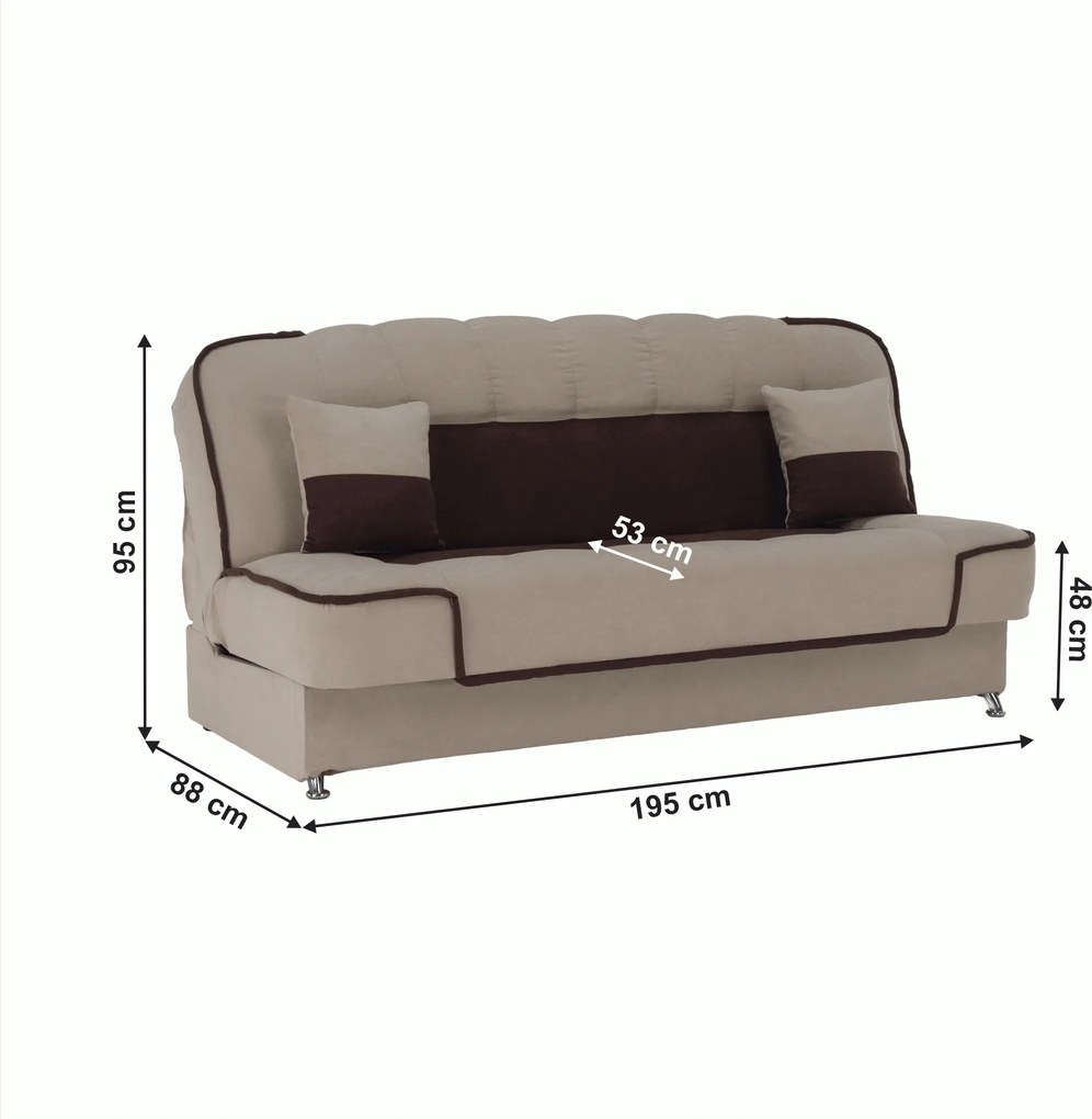 Kinyitható dívány, bézs/barna, PERSI