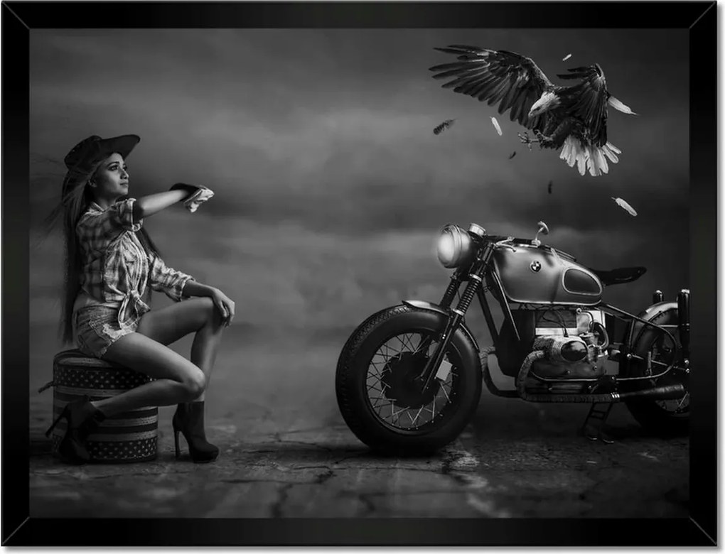 Poszterek keretben 40x30 Motorkerékpár és lány