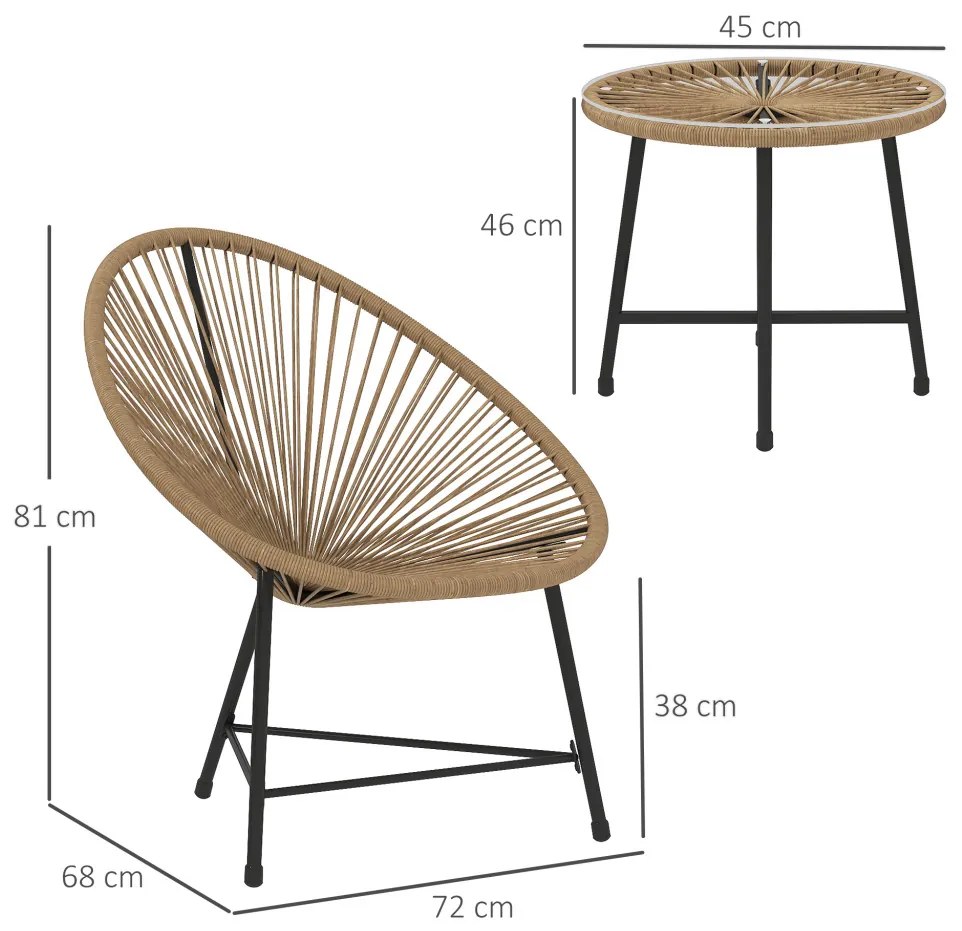Polyrattan kerti bútor, 2 személyes szett