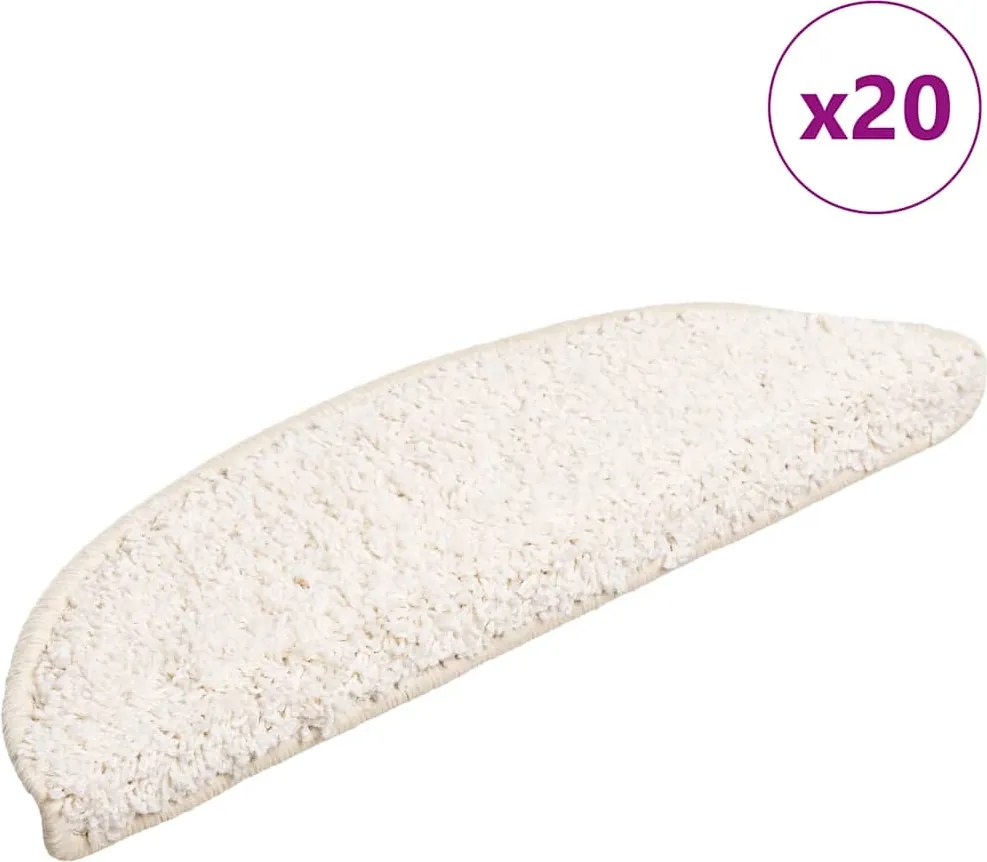 vidaXL 20 db fehér, félkör alakú lépcsőszőnyeg 56 x 17 x 3 cm