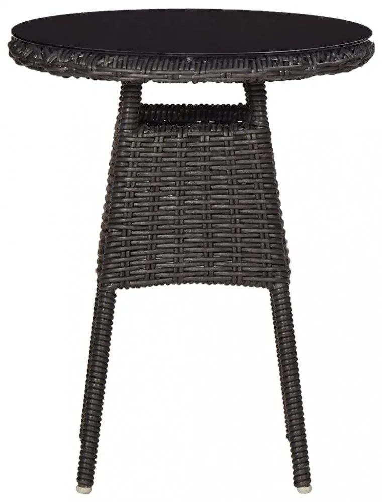 3 darabos fekete polyrattan kerti bisztrószett párnákkal