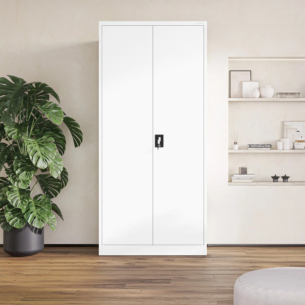 Fém iratszekrény JAN H, 900 x 1950 x 400 mm, fehér