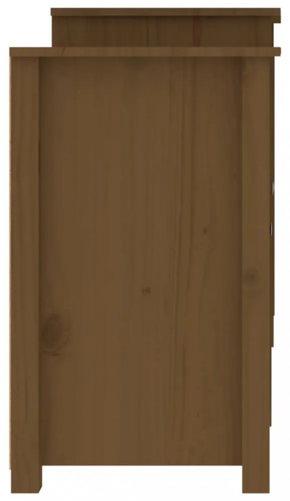 mézbarna tömör fenyőfa tálalószekrény 164x37x68 cm