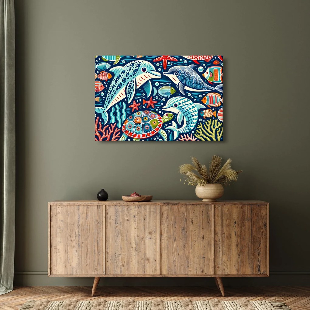 Kép – Rajzolt vízi állatok (90x60 cm)