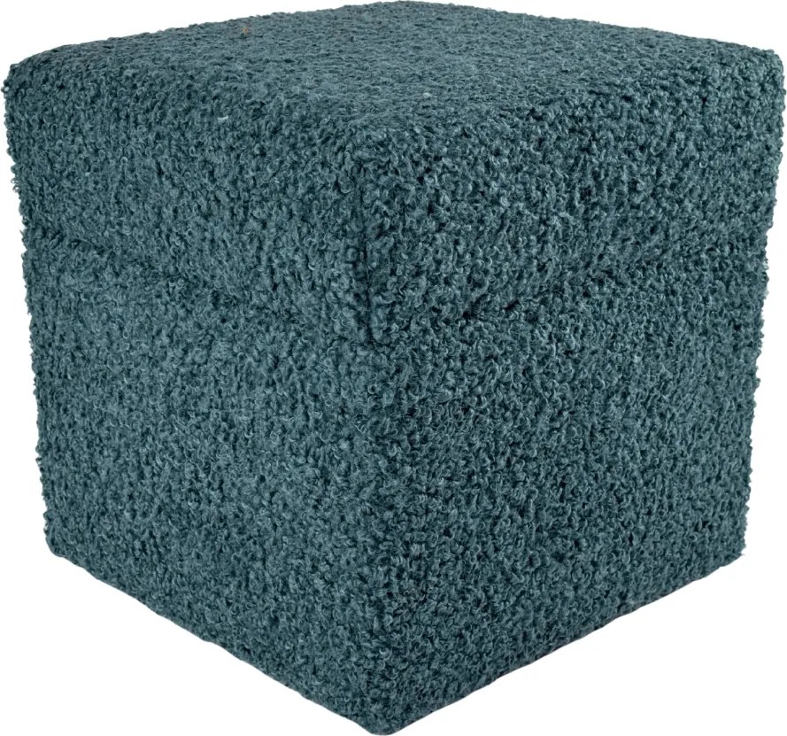 Négyzet alakú nyitható puff rolf teddy bouclé bárány tengeri szín