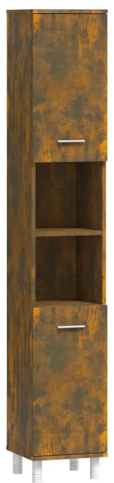 Füstös tölgy színű szerelt fa fürdőszobaszekrény 30x30x179 cm
