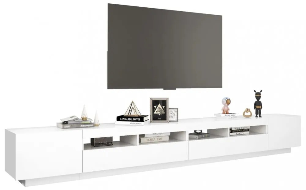 fehér TV-szekrény LED-lámpákkal 300 x 35 x 40 cm