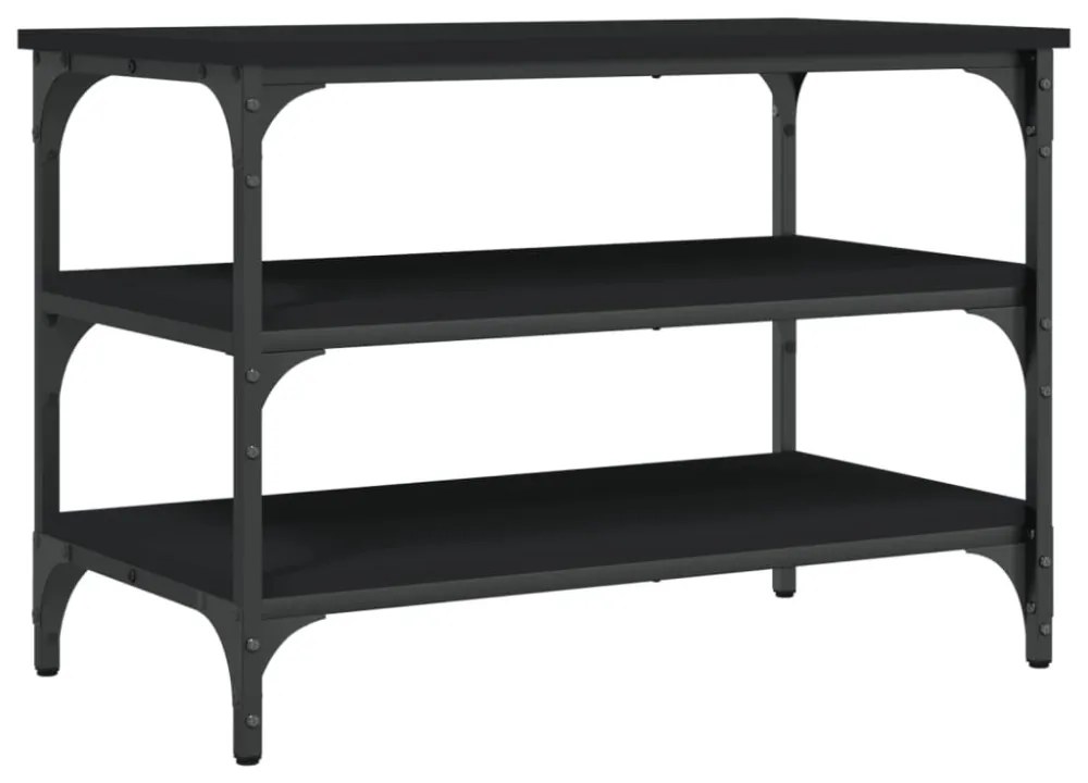 fekete szerelt fa cipőpolc 70x38,5x49 cm