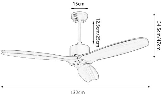 ZEVENTI - Mennyezeti ventilátor CUENCA Wi-Fi Tuya fekete/tölgy + távirányító