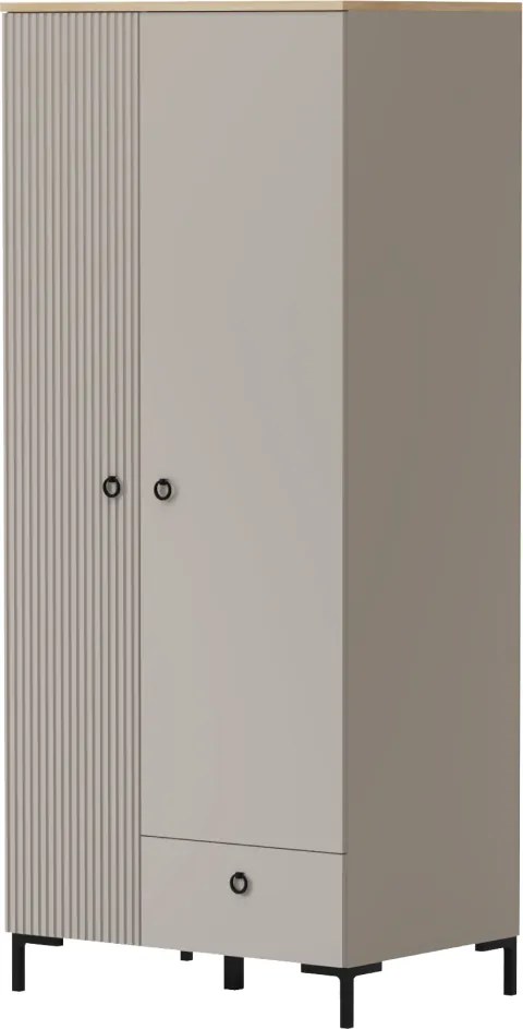 Szekrény, szürkésbarna Taupe/silverjack tölgy, DOMCA 2D1S