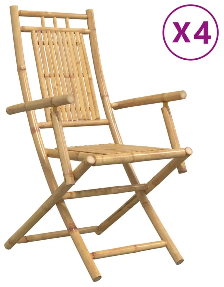 4 db összecsukható bambusz kerti szék 53 x 66 x 99 cm