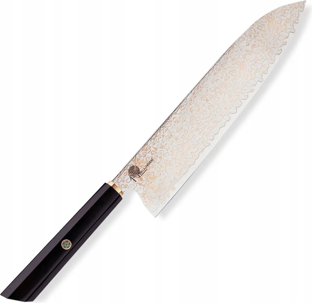 Konyhakés Chef/Gyuto 210 mm Dellinger Resin Black Gold Damaszkusz