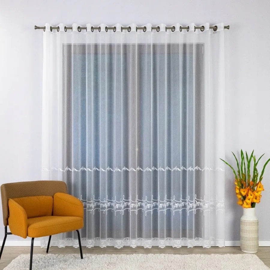 Kész Függöny Szalaggal, Hímzett Mintával, 400X235