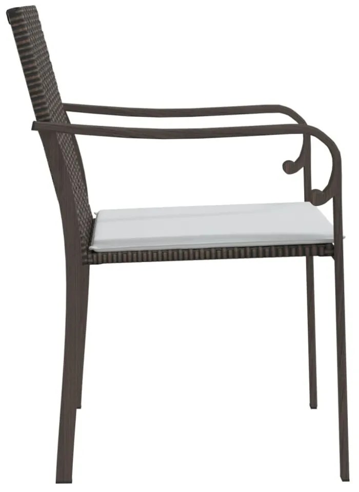 6 db barna polyrattan kerti szék párnával 56x59x84 cm