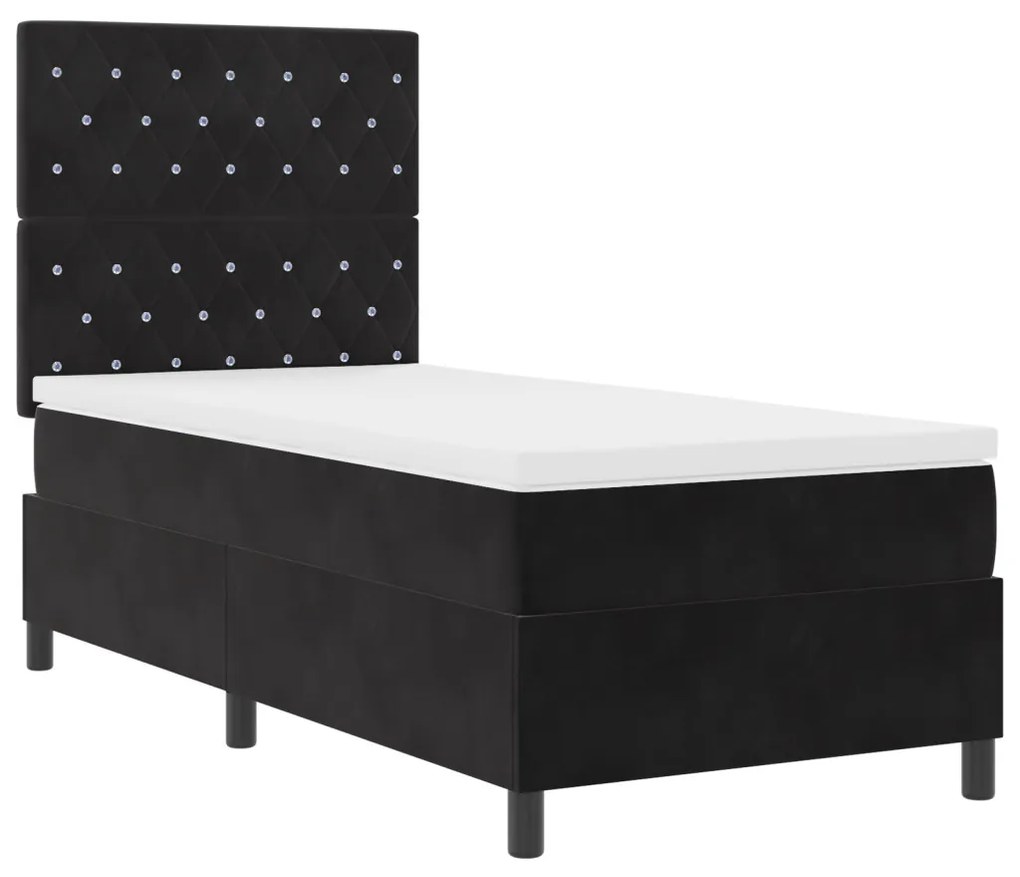Boxspring Ágy Matracokkal Fekete 100x200 cm Bársonyos