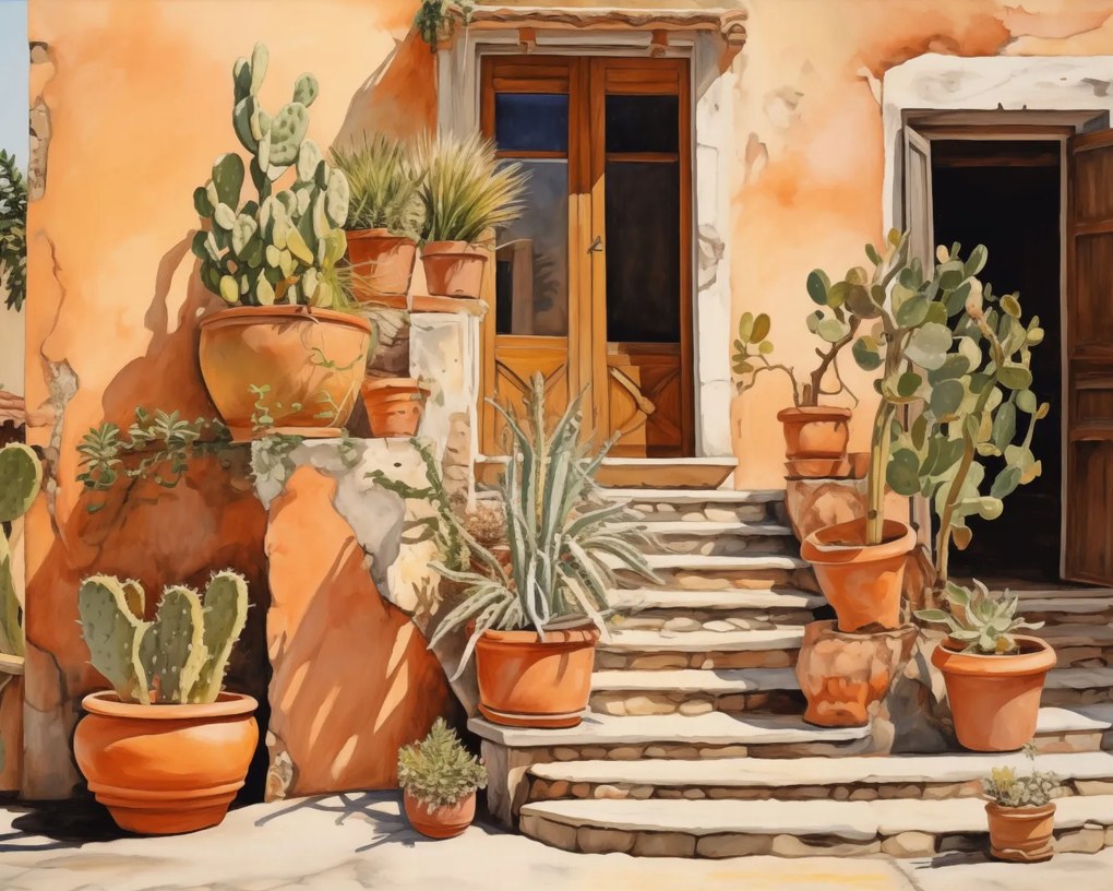 Poszter 50x40cm Napsütötte Kaktuszsarok