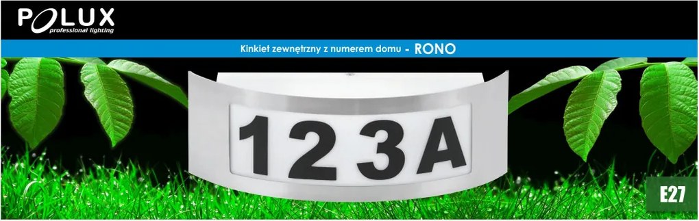 POLUX 309792 RONO Modern Kültéri Fali Lámpa Ezüst E27 IP54