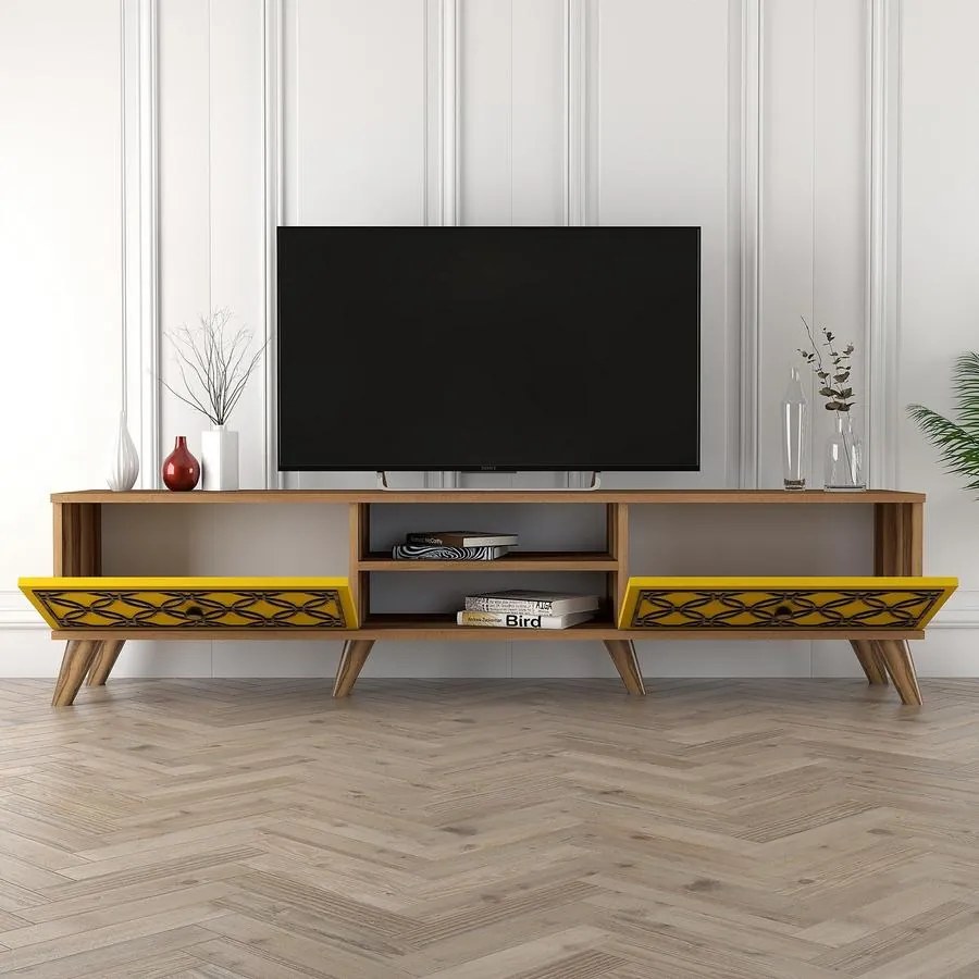 TV szekrény Class - Walnut, Yellow
