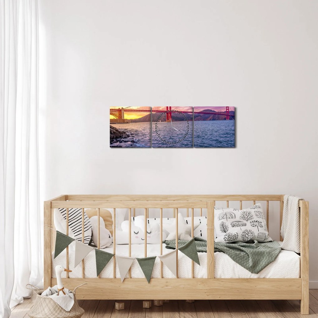 Kép a hídról napnyugtakor (órával) (90x30 cm)
