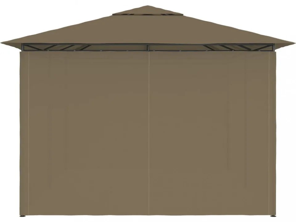 Tópszínű kerti pavilon függönyökkel 4 x 3 m 180 g/m²