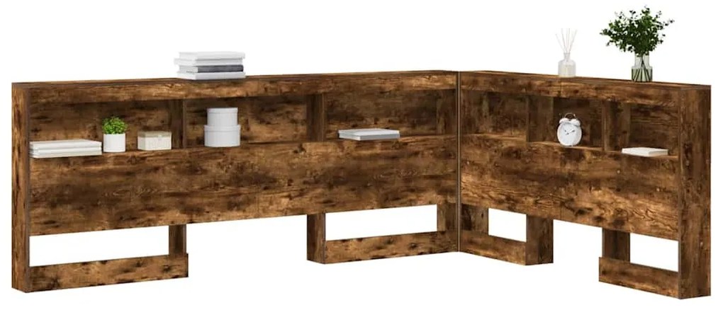 Tároló fejtámla polcokkal Füstölt tölgy 150 cm Faanyag