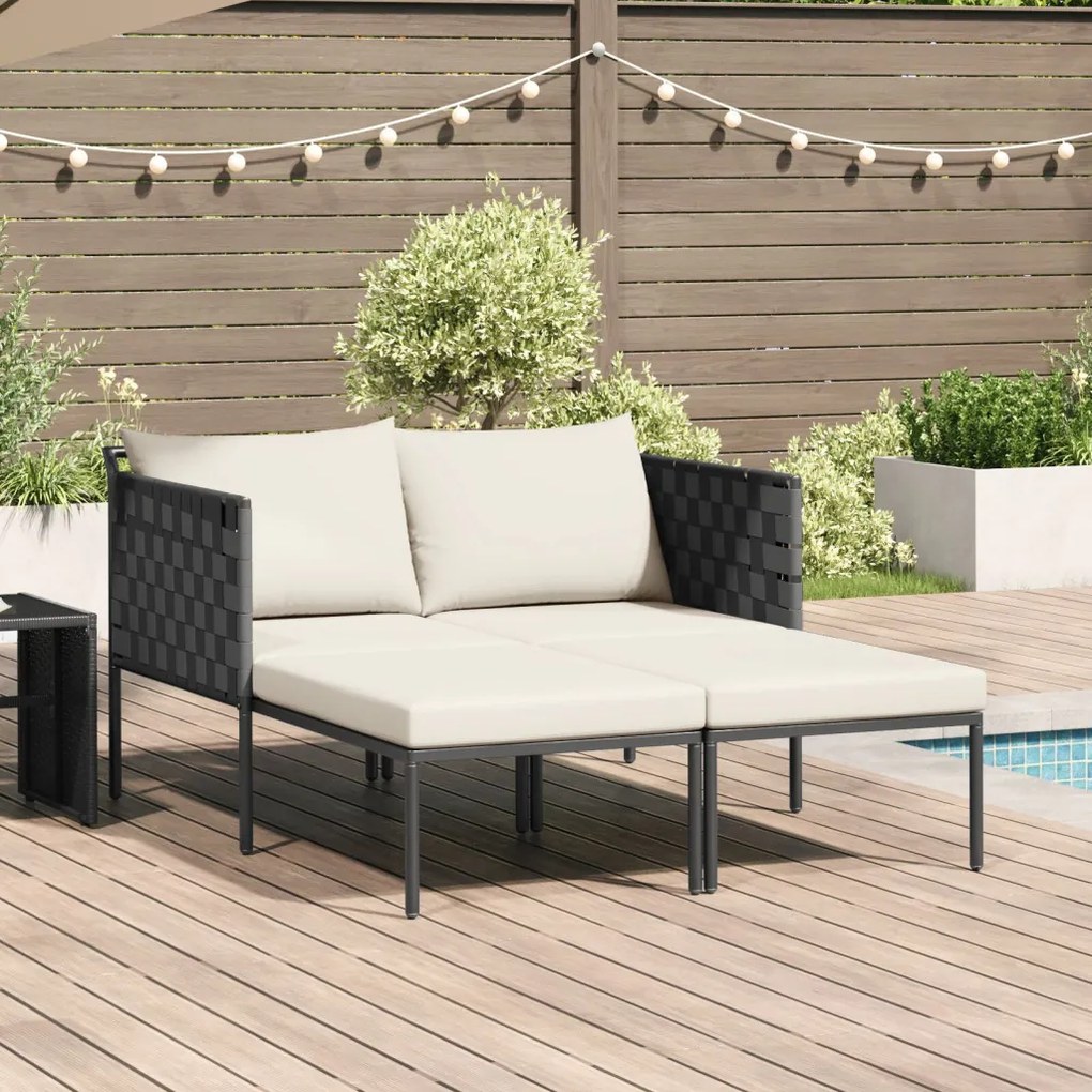 Napozóágy párnákkal 2 fő részére Anthracite 115x153x69,5 cm Acél