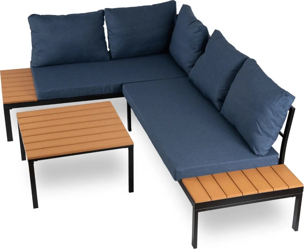 Kerti bútor szett sötétkék / fekete színkombinációban – NORMAN
