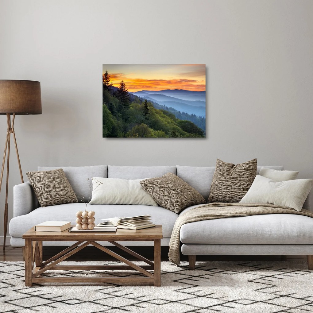 Üvegkép - Vörös hajúak a hegyekben (70x50 cm)
