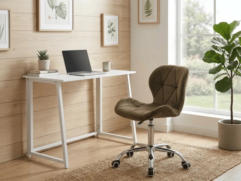 ZARIMO dolgozószoba szett: asztal 80x40 cm, fehér + AVOLA VELVET szék, barna