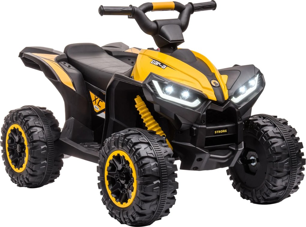 HOMCOM Gyermek Elektromos Quad 12V Előre-hátra Funkcióval, Zenével, USB Csatlakozással, Haranggal, LED Fényszóróval, 3-6 km/h Elektromos Quad 3-5 Éves