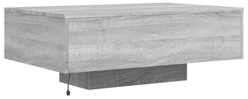 szürke sonoma színű dohányzóasztal LED-lámpákkal 85x55x31 cm