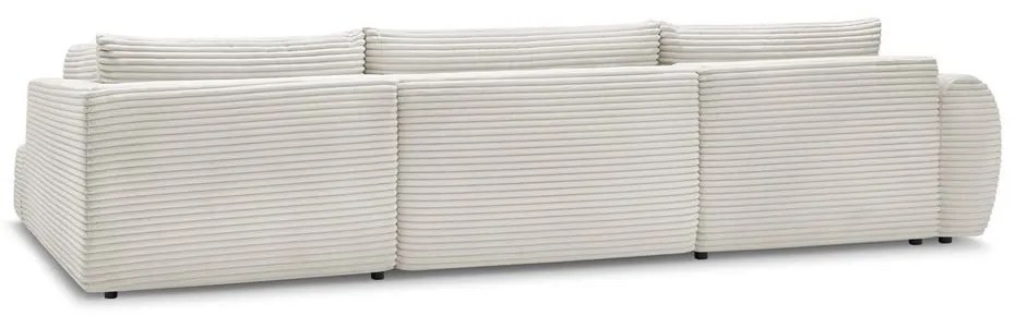 Krémszínű kordbársony kinyitható-tárolóhelyes sarokkanapé (jobb oldali-U alakú) Lucien – Bobochic Paris