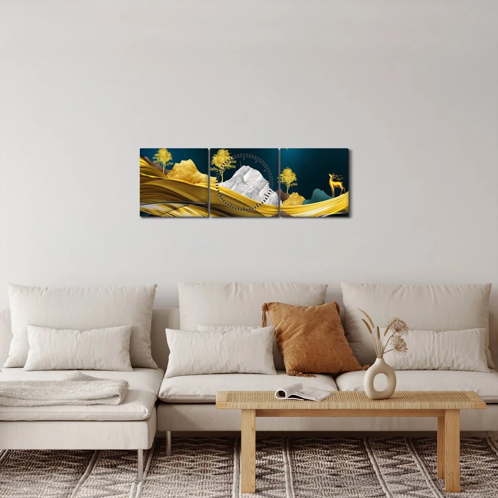 Kép - Szarvas a tájban (órával) (90x30 cm)