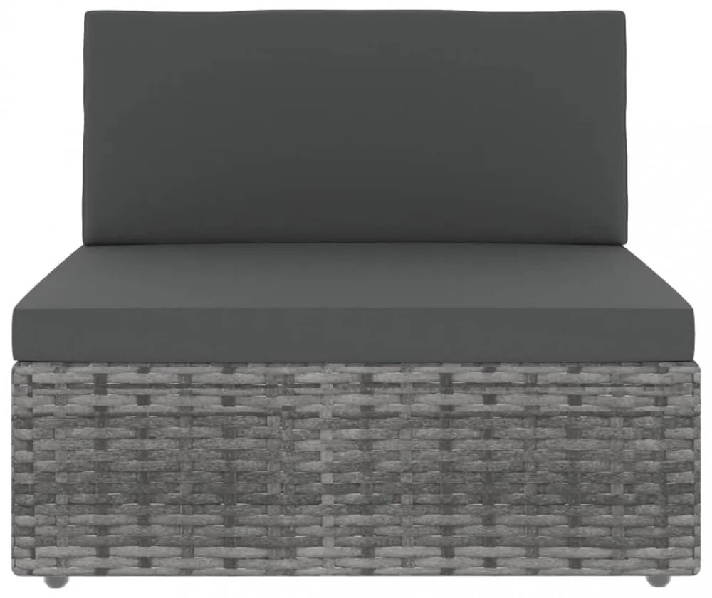3 személyes szürke elemes polyrattan kanapé