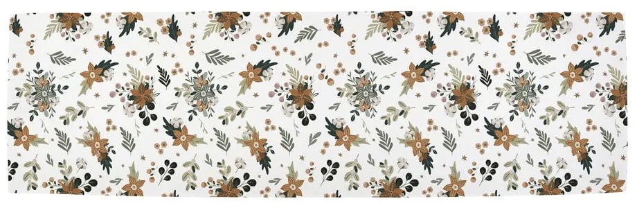 Pamut asztali futó karácsonyi mintával 40x140 cm Festive Flowers – Butter Kings