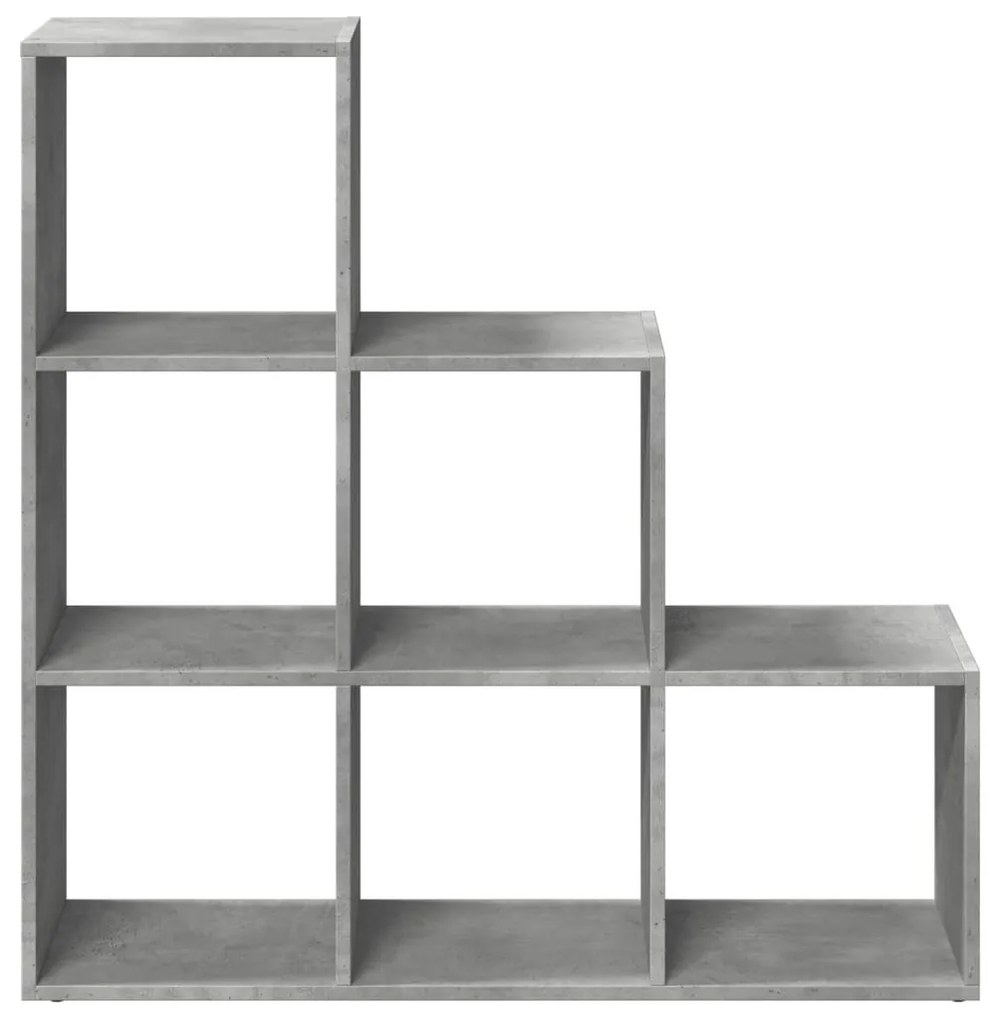 3 szintes betonszürke fa térelválasztó könyvespolc 99x29x99 cm