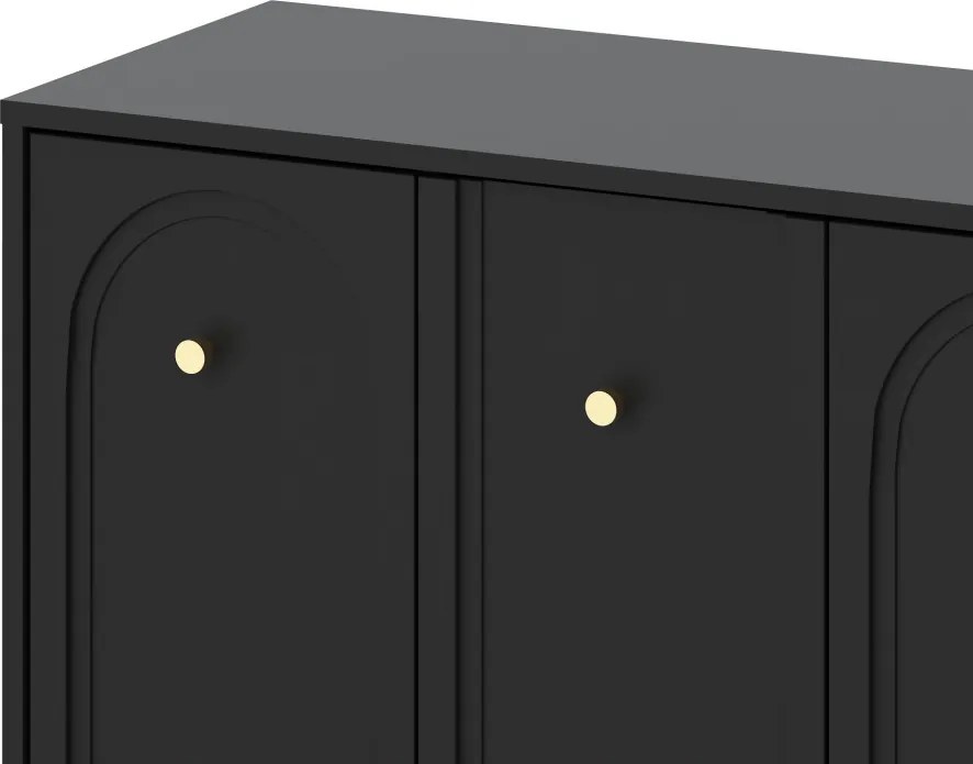 Komód 4 ajtós fekete színben arany fogantyúkkal – MAZOMA