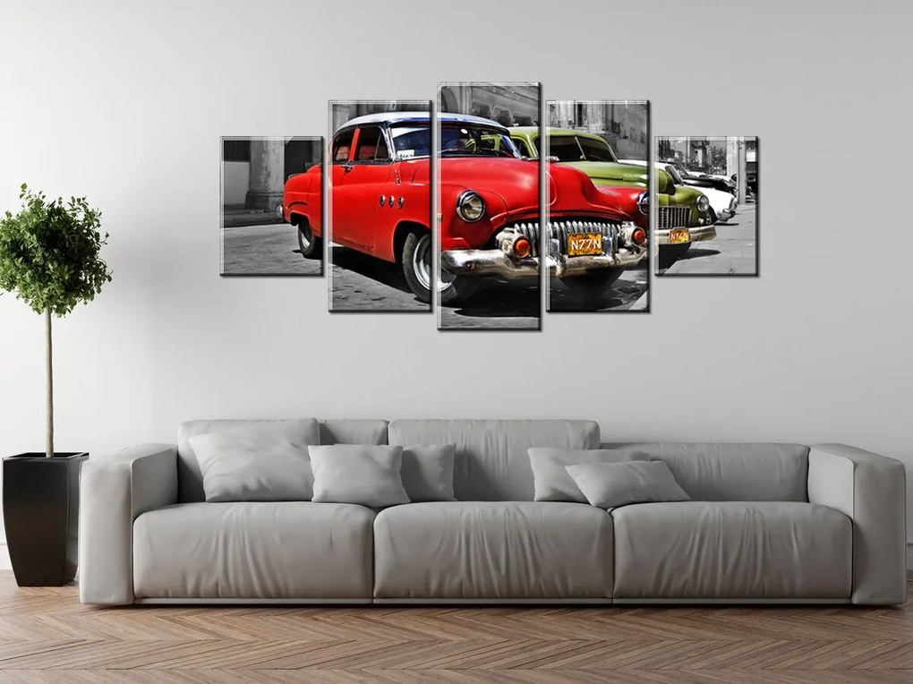 Gario Vászonkép Kubai taxi - 5 részes Méret: 150 x 70 cm
