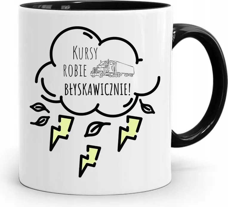 Teherautó Sofőrnek Tira Bögre Fekete Ajándék, fényképes nyomattal