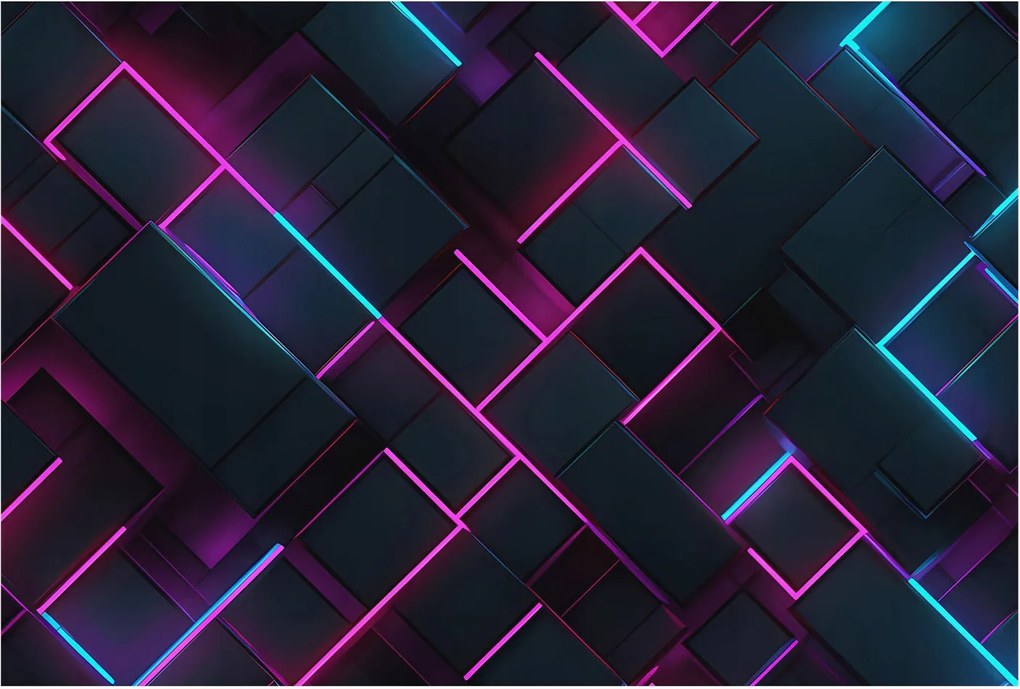 Fotótapéta Flizelin Hálószoba Nappali Neon geometria 104x70 Ragasztó