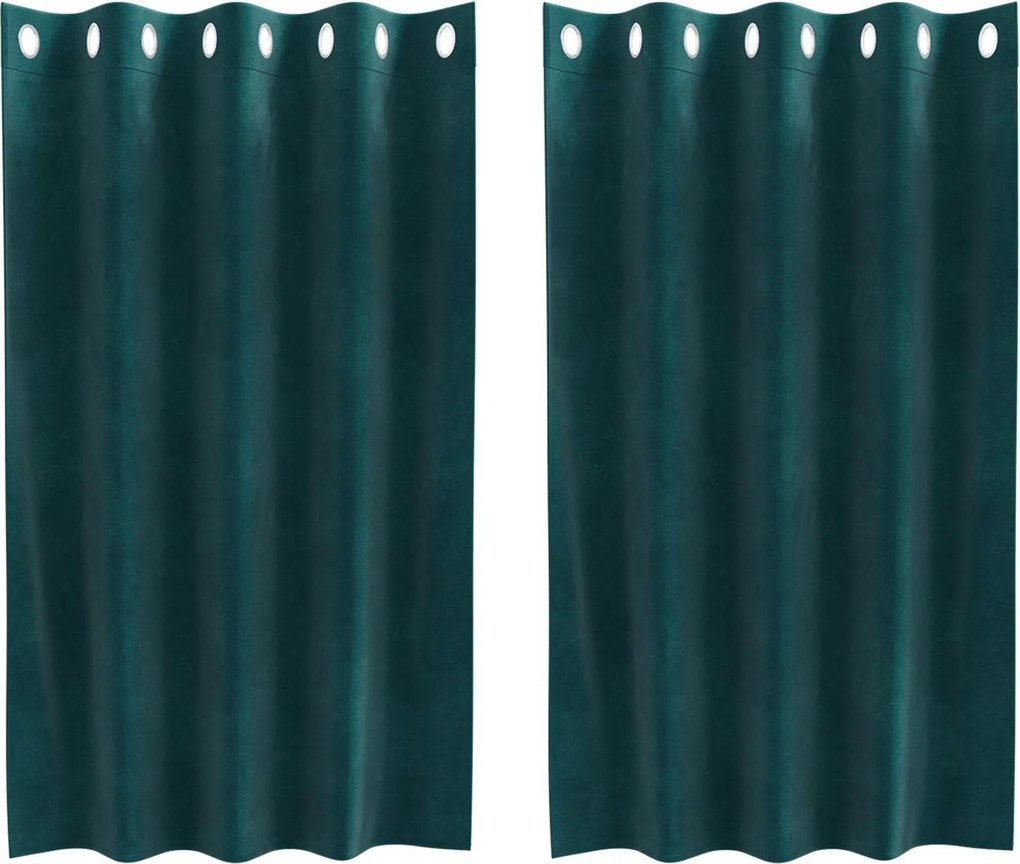 vidaXL Sötétítő függönyök 2 pcs Sötétzöld 140 x 140 cm Bársony