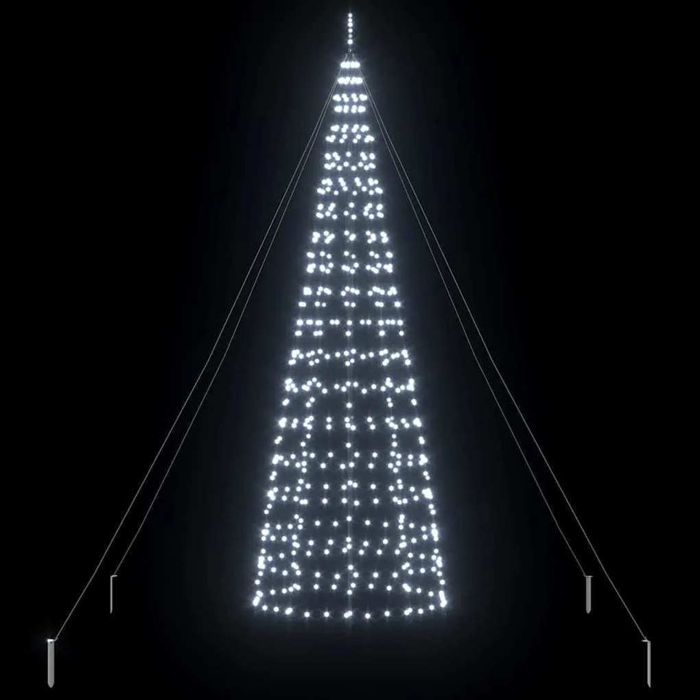 LED Karácsonyfák talajráccsal Hideg fehér 400 cm Vas