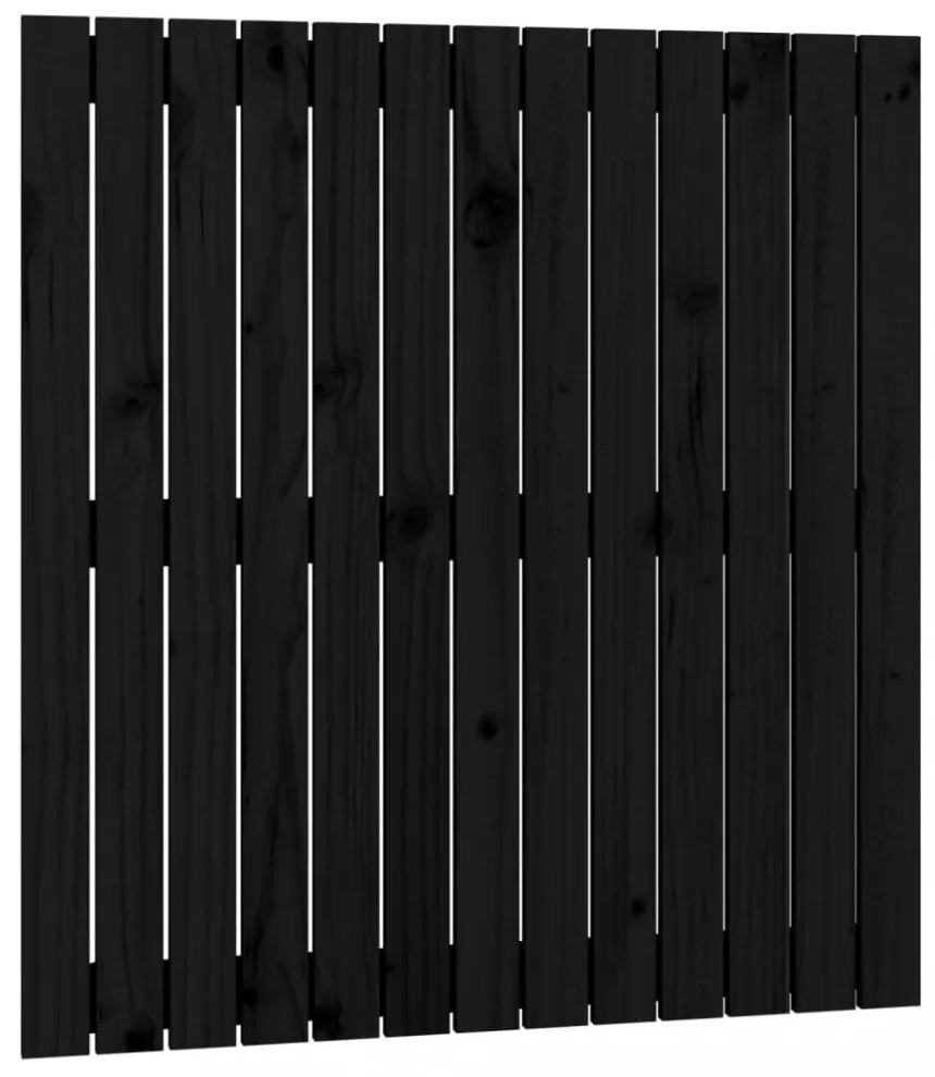 fekete tömör fenyőfa fali fejtámla 82,5x3x90 cm